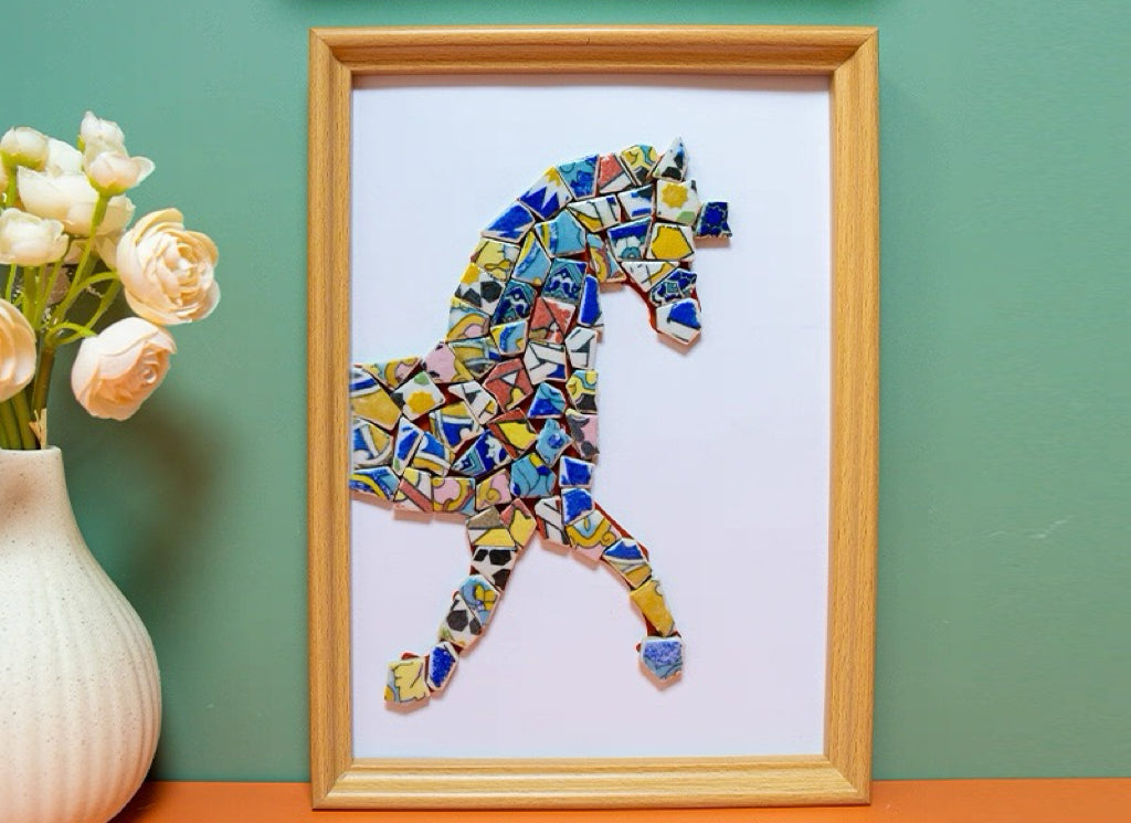 Artistic painting with colored ceramic pieces - Fish