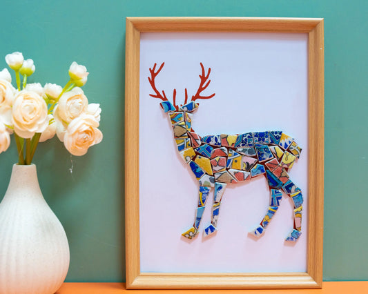 Artistic painting with colored ceramic pieces - Deer