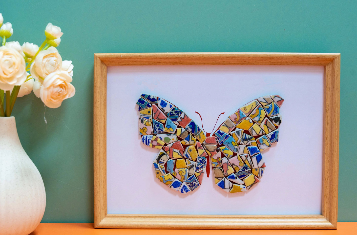 Artistic painting with colored ceramic pieces - Butterfly