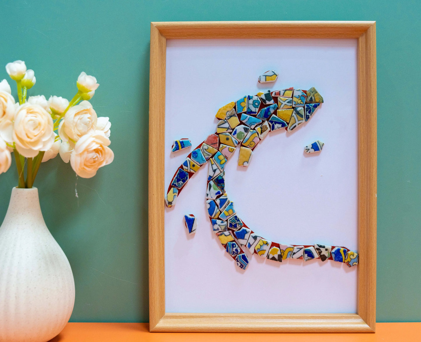 Artistic painting with colored ceramic pieces - Fish