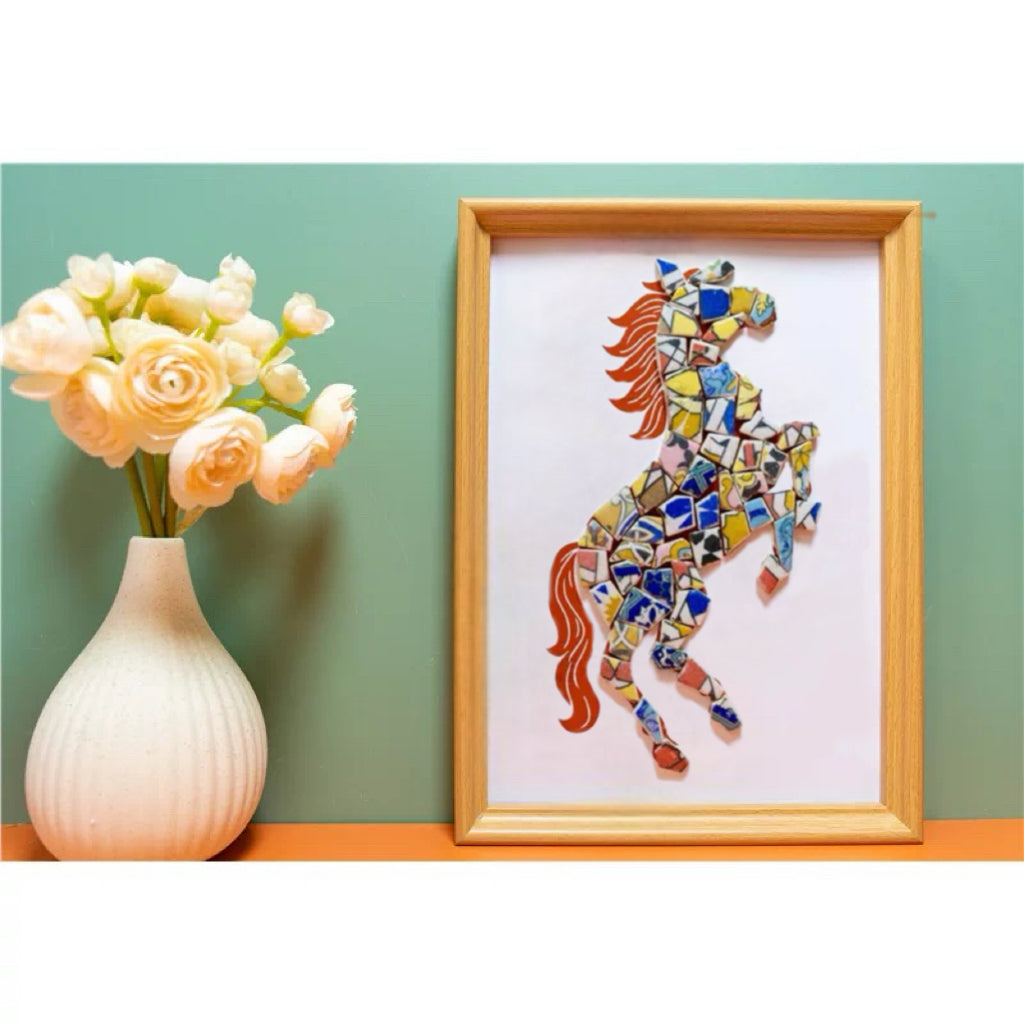 Artistic painting with colored ceramic pieces - Horse