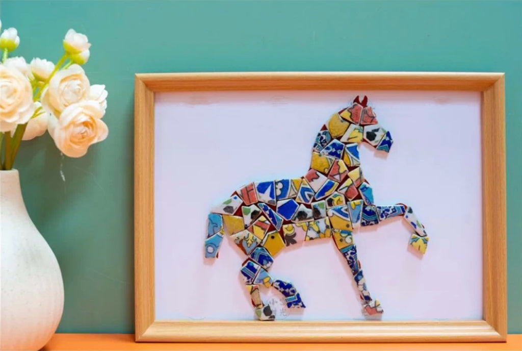 Artistic painting with colored ceramic pieces - Horse