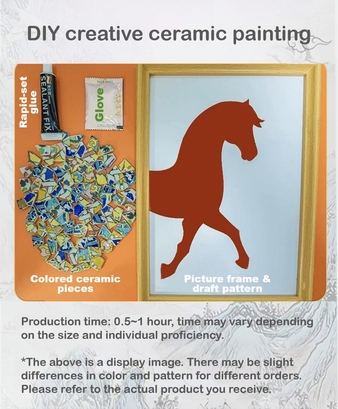 Artistic painting with colored ceramic pieces - Vase